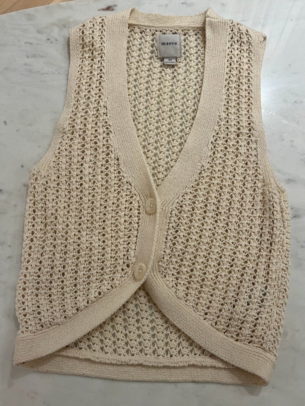 Anthropologie V-Neck Cropped Open-Stitch Sweater Vest